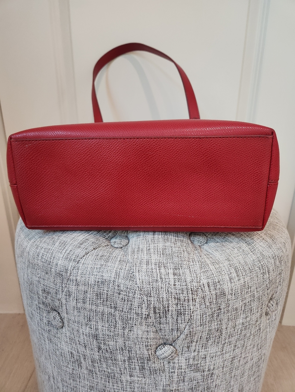 Coach Red Leather Tote Bag with Gold Accent - Picture 10 of 10